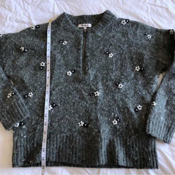 Madewell Embroidered Enfield Half Zip Wool Sweater - Picture 10 of 11